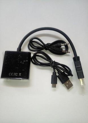 Конвертер-переходник из HDMI-VGA 1080P чёрный (с разъёмом пита...