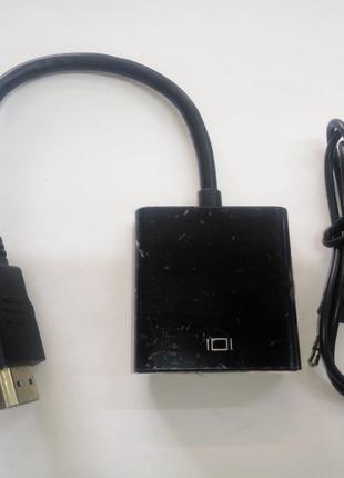 Конвертер-перехідник з HDMI-VGA 1080P чорний (з роз'ємом живле...