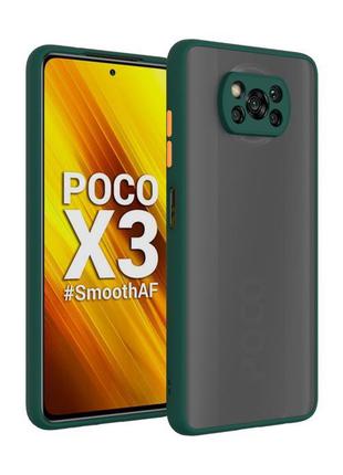 Противоударный матовый чехол для Xiaomi Poco X3 Pro Зеленый