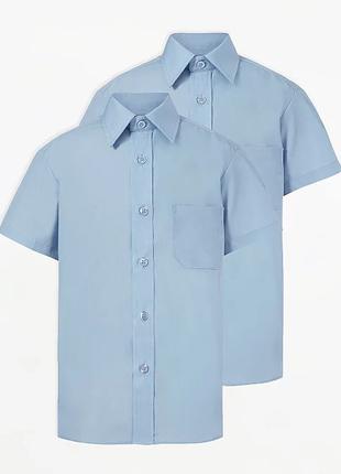 Рубашка школьная голубая с коротким рукавом 210902