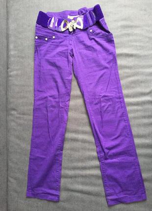 Летние фиолетовые брюки прямого кроя