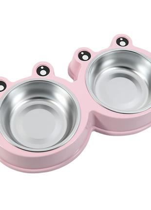 Миска Taotaopets Frog 135501 Pink тарелка для котов и собак дв...