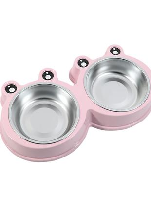 Миска Taotaopets Frog 135501 Pink тарелка для котов и собак дв...