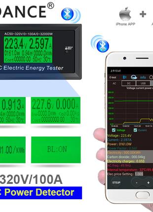 Энергометр 100 Ампер 220V + Bluetooth + термометр, Амперметр, ...