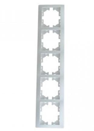 Рамка пятерная вертикальная Сакура Белый LMR1035